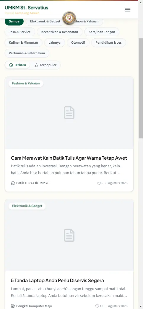 Halaman Blog UMKM: kumpulan artikel dari berbagai usaha