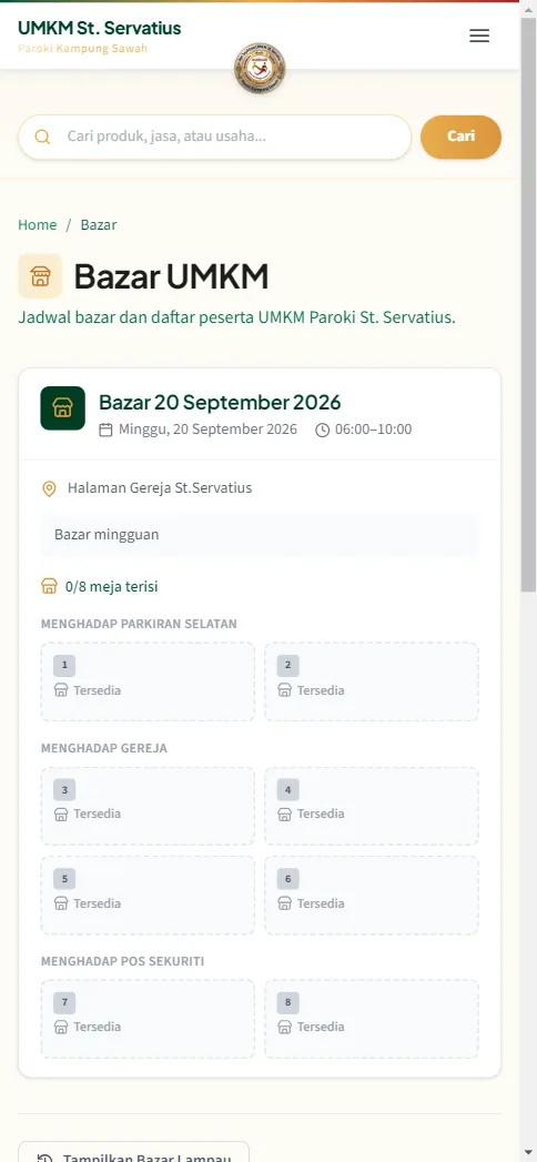 Halaman Bazar publik: kartu bazar yang akan datang