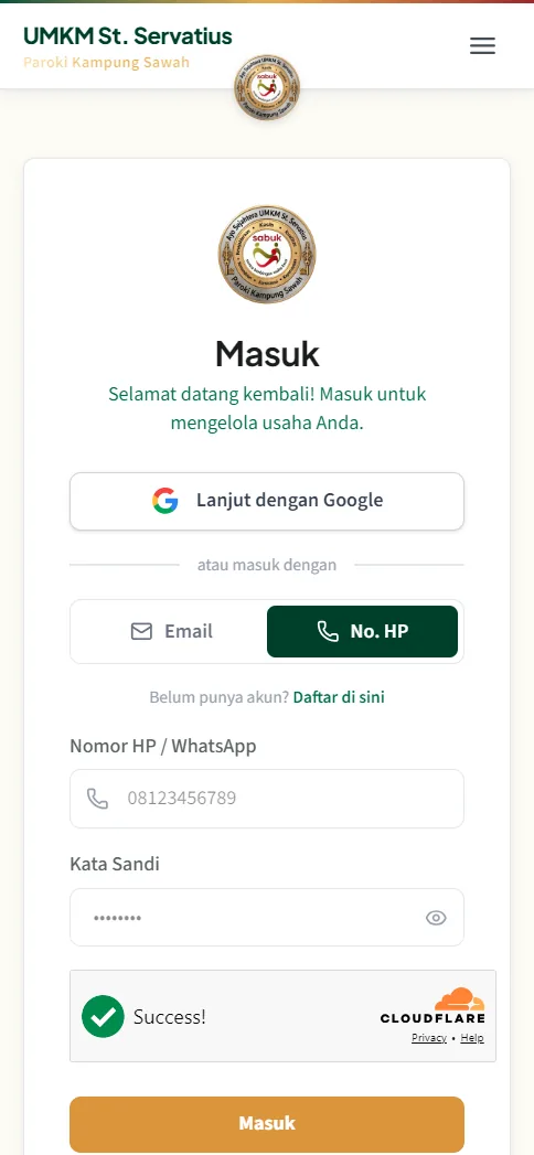 Halaman masuk