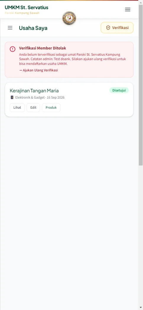 Dashboard akun terverifikasi