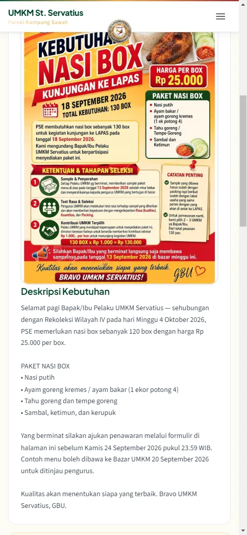Pilihan usaha yang diajukan: kartu Warung Barokah Bu Yuli