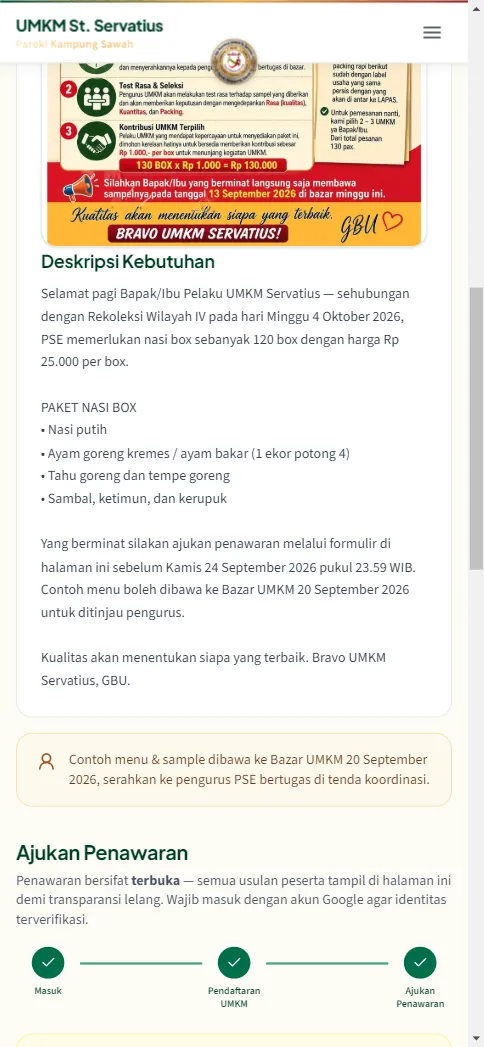 Daftar Penawaran Masuk yang tampil terbuka untuk transparansi